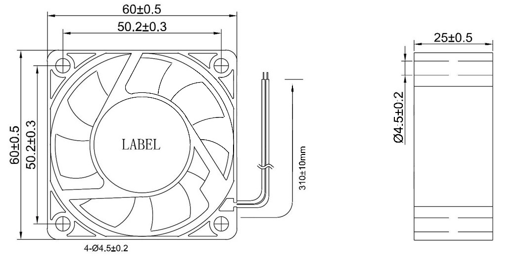 MFD6025 Dimensions